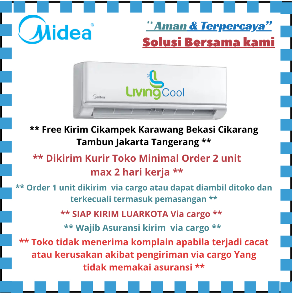 MIDEA AC Standard 1,5 pk MSFC12CRN Free Kirim Cikampek Karawang Cikarang Bekasi Tangerang Jakarta