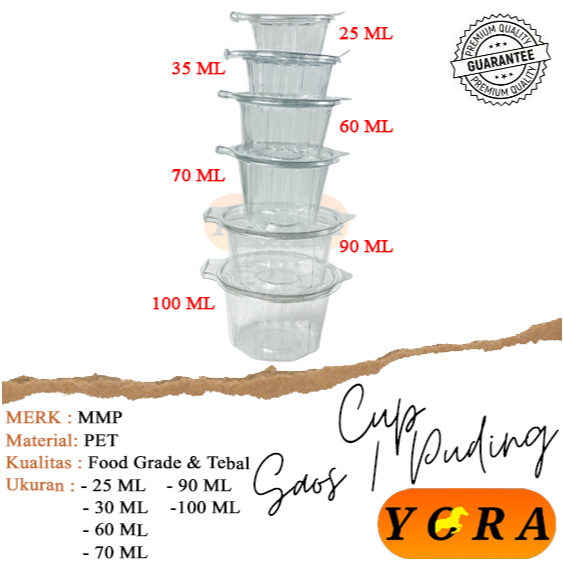 [50 PCS] tray cup jelly mika sambal sauce tebal MMP / cup sauce 25ml 35ml 60ml 70ml 90ml 100ml / cup