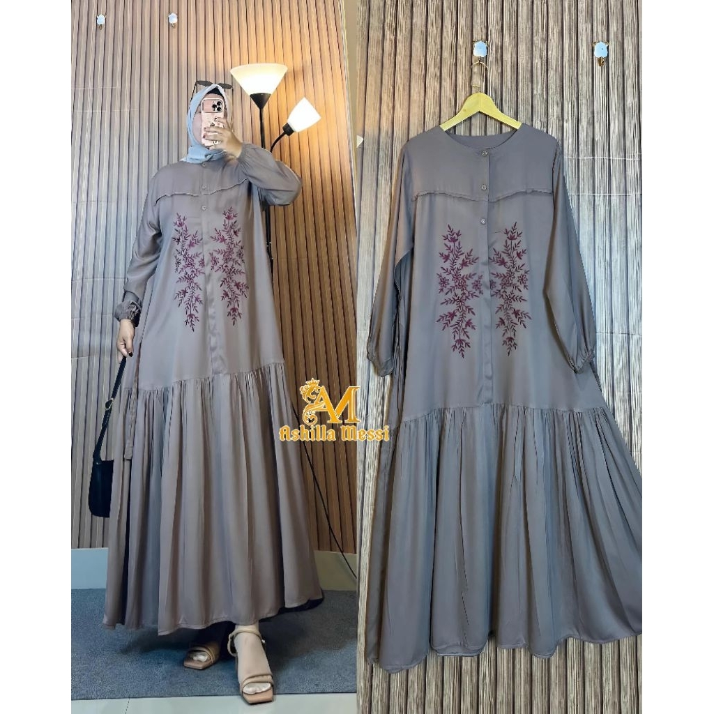 GAMIS BORDIR BAHIN ORY ASHILLA MESSI/GAMIS BUNGA TABUR TWILL PREMIUM/GAMIS TWILL BORDIR