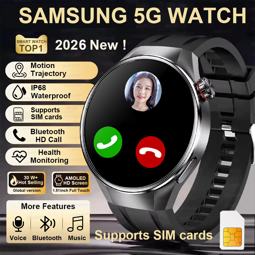 SAMSUNG [4G 5G Sim card] Jam Tangan Android Pintar Bisa SIM Card Bisa WA Layar Sentuh SmartWatch Pin