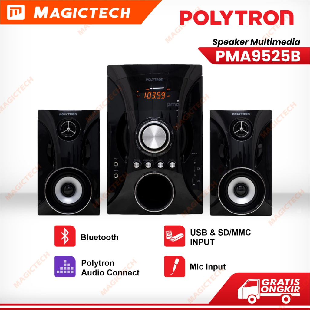 SPEAKER MULTIMEDIA POLYTRON PMA 9525 BLUETOOTH KARAOKE PMA9525