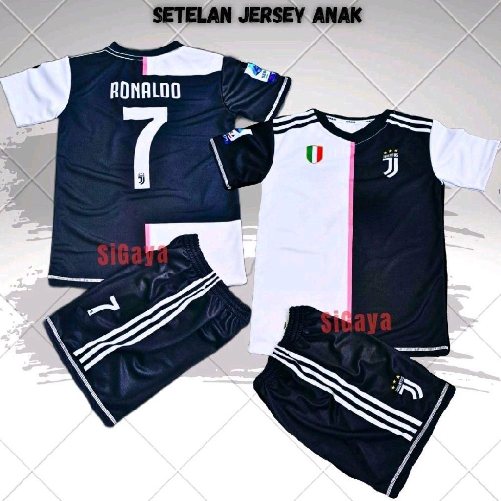 Setelan Jersey Bola Anak Home Inspired Juventus Cewek Cowok
