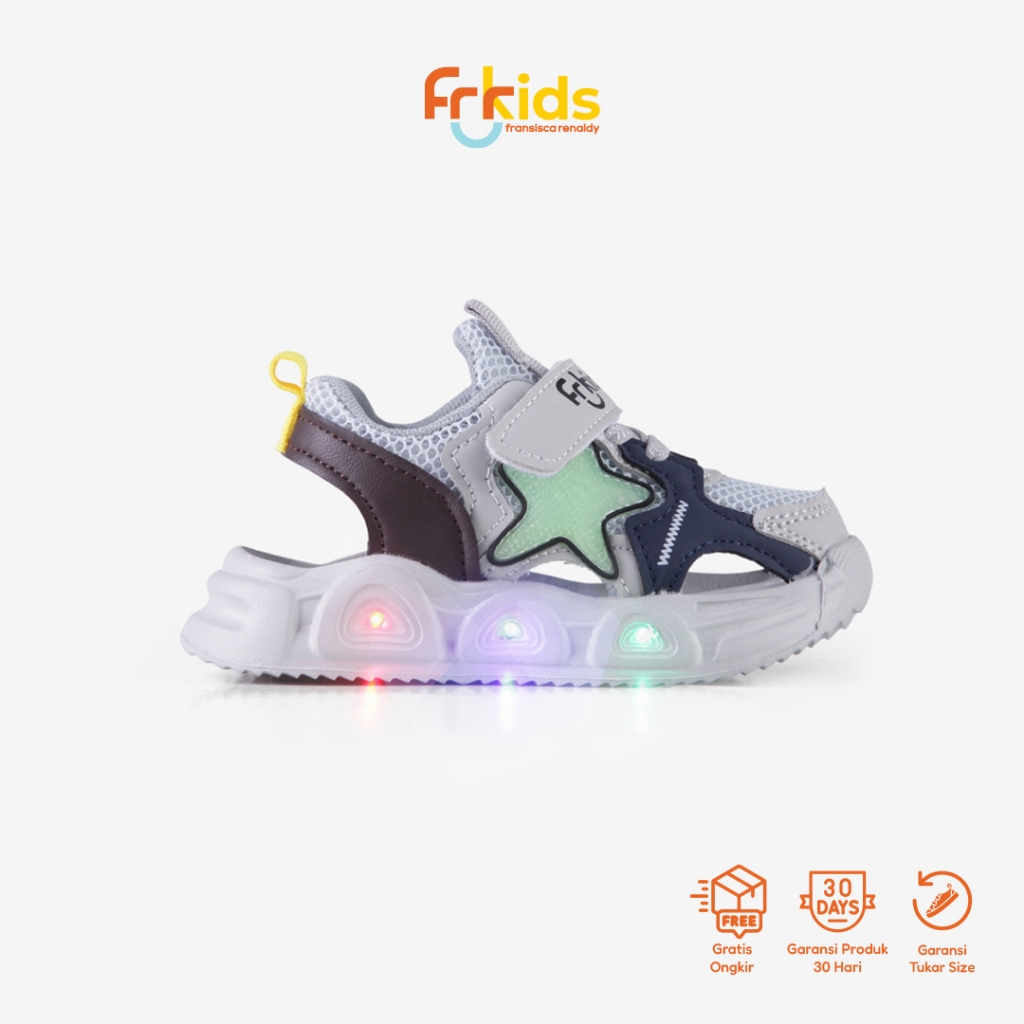 FR KIDS Sepatu Sandal LED lampu Anak Bayi Unisex Ringan Size 22-26 B.Cyno