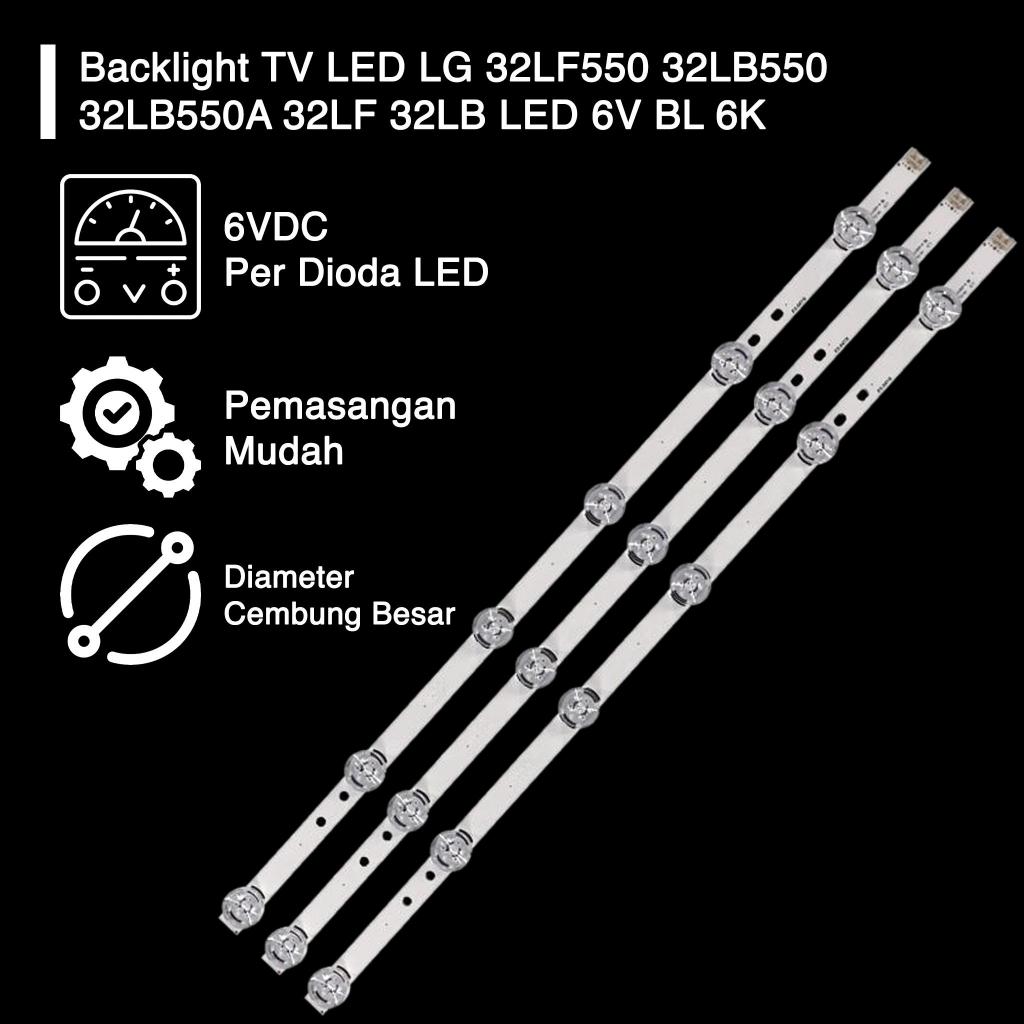 BACKLIGHT TV LED LG 32LF550A 32LB563D 32LB561 32LF630T LAMPU 6V BL 6K H1520
