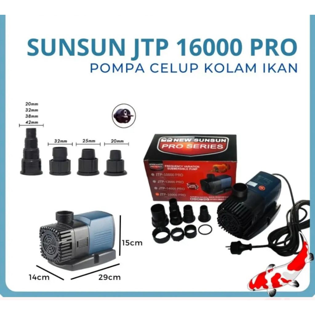 sunsun jtp 16000 low watt hemat pompa air celup kolam hidroponik SUNSUN JTP16000