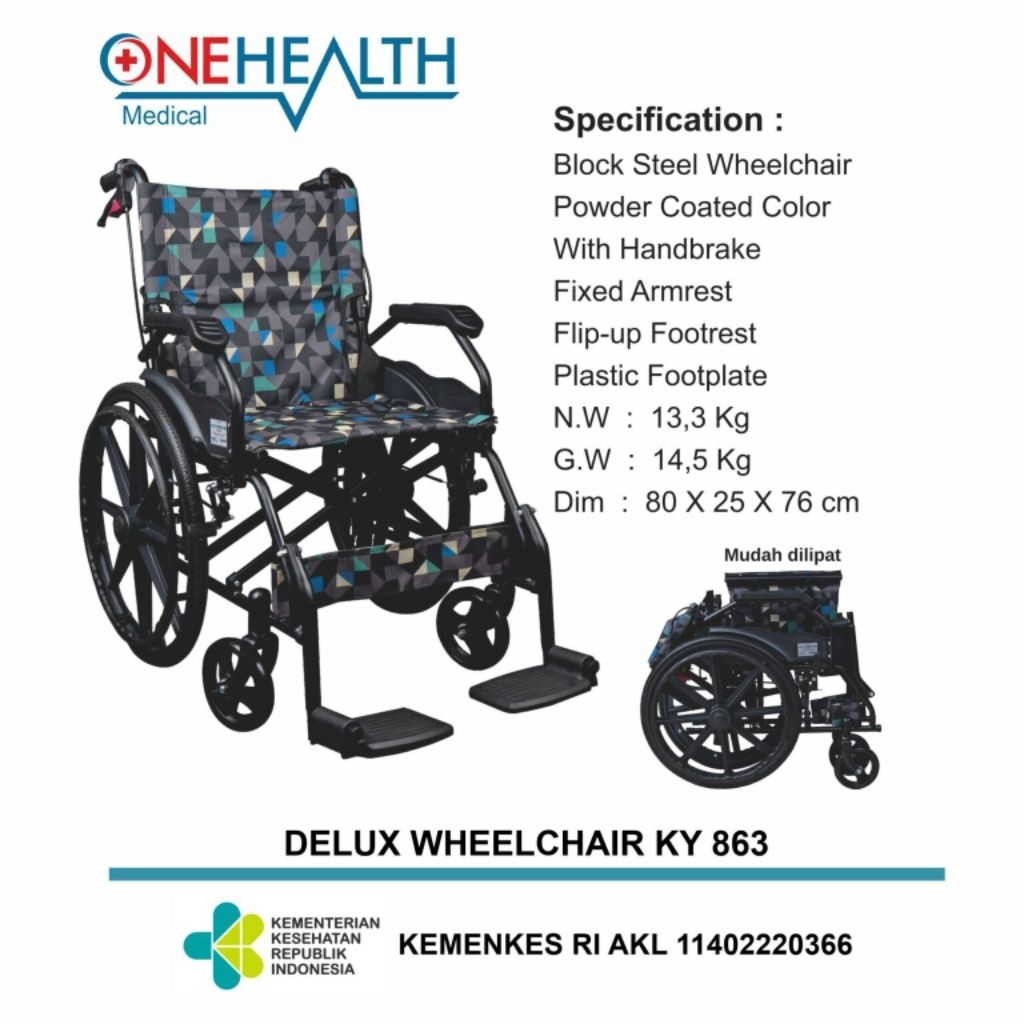 Deluxe Wheelchair KY-863 Ringan bisa dilipat