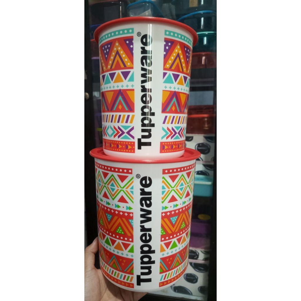 Zig zag canister / Batik canister Tupperwar