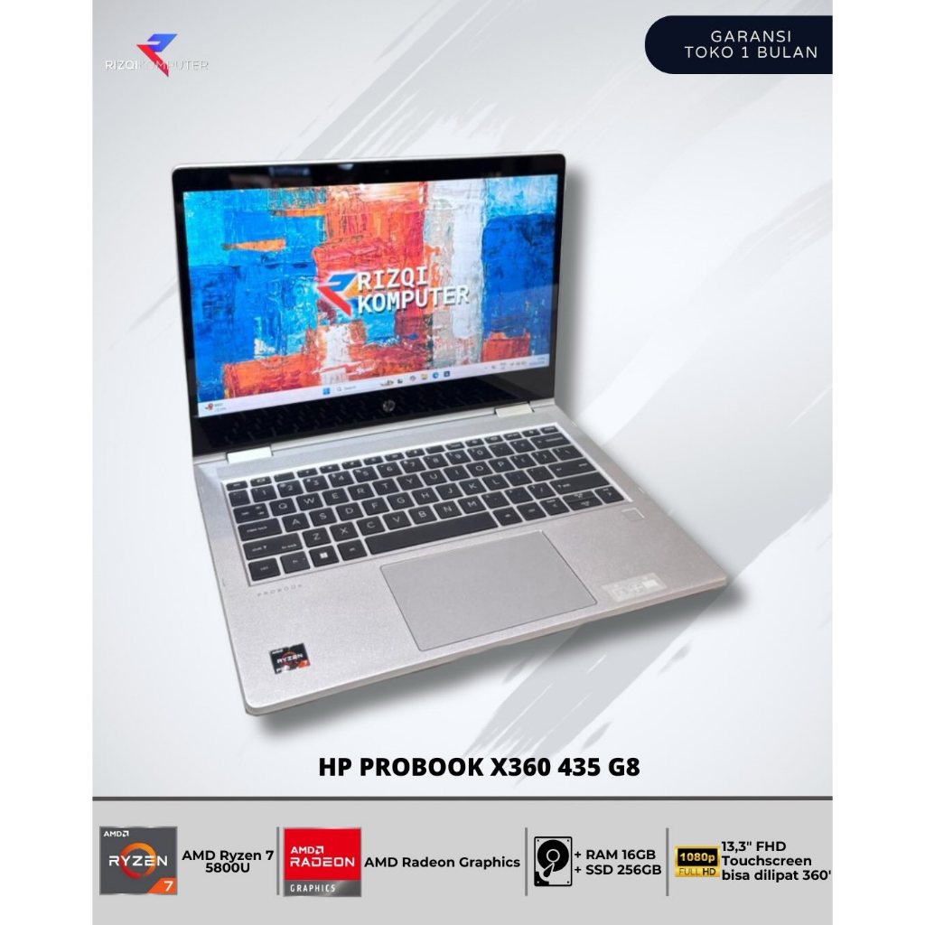 HP ProBook X360 435 G8 AMD Ryzen 7 5800U Ram 16GB SSD 256GB all