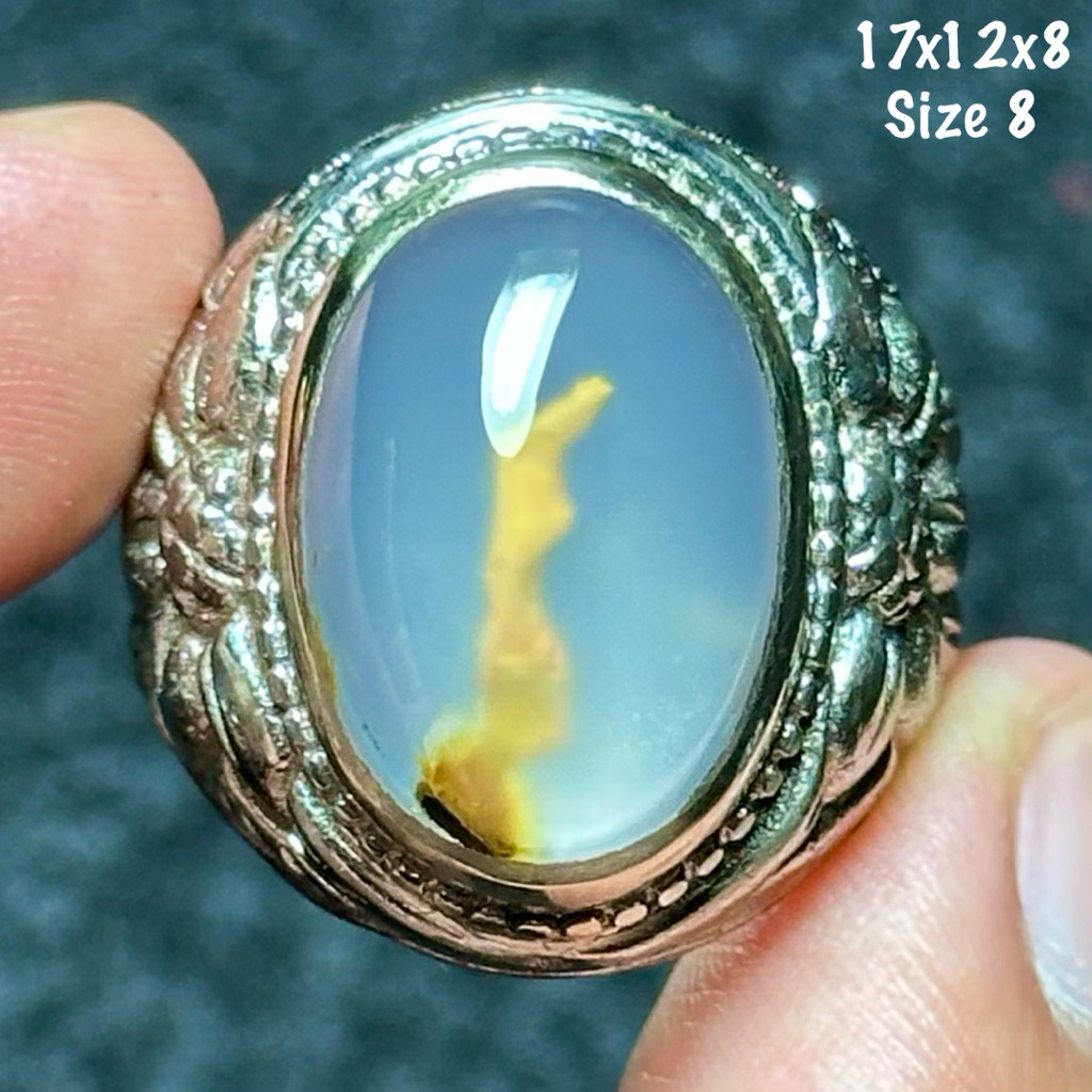 Cincin Batu Akik Natural Baturaja Sodo Lanang Emas 3D Dalam Batu Aquarium Kristal (asli alam)