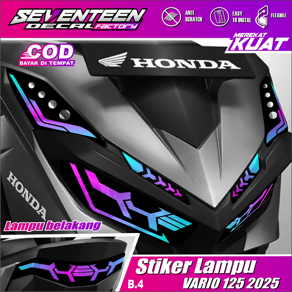 (COD) Stiker Lampu Alis Motor VARIO 125 New 2025 2026 Transparan Variasi Lampu VARIO 125 New (Kode B