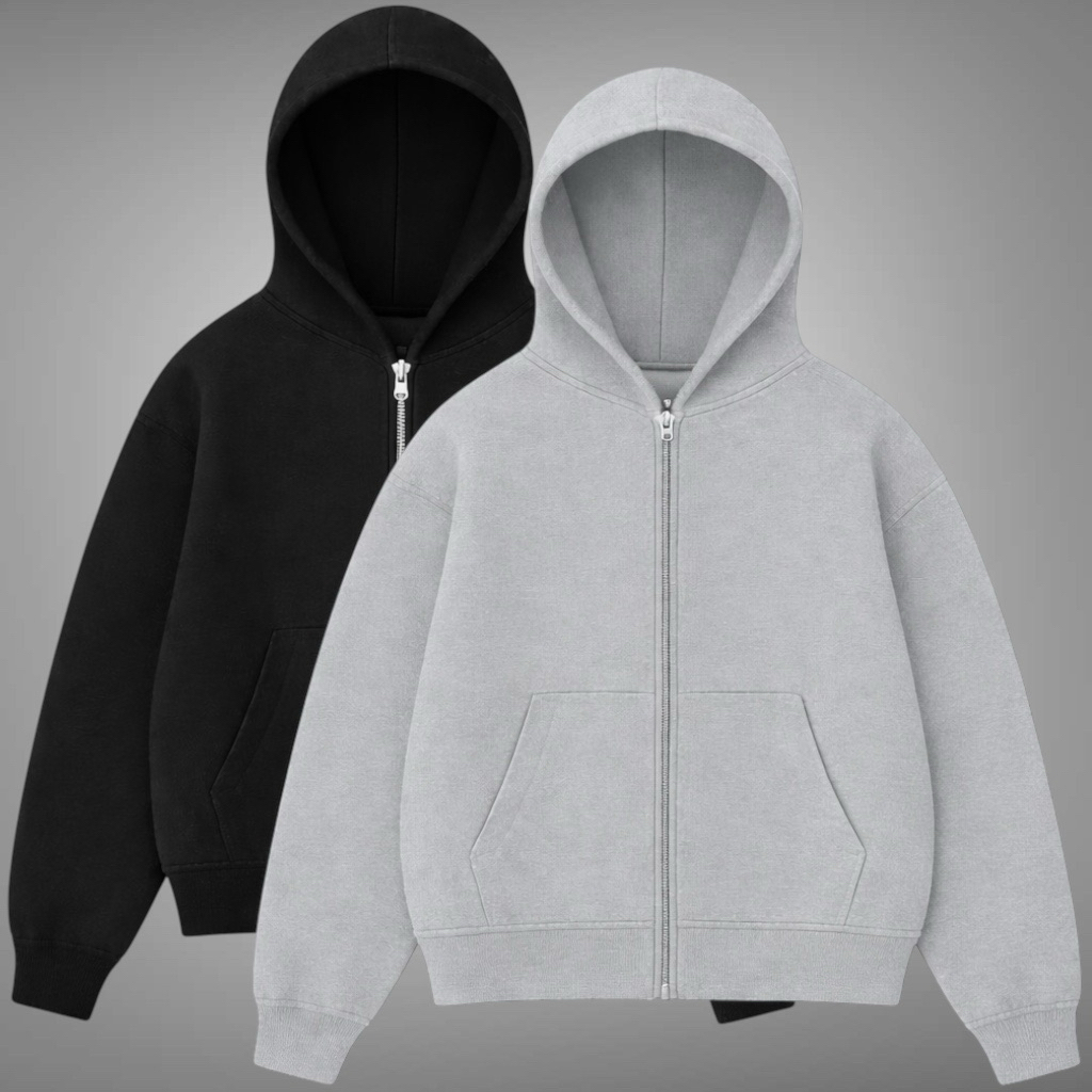 Outofscene Zipper Hoodie Polos Fleece Cotton 330gsm