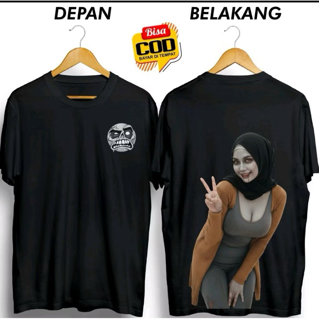 KAOS DISTRO PRIA HANTU CEWEK HIJAB SEKSI