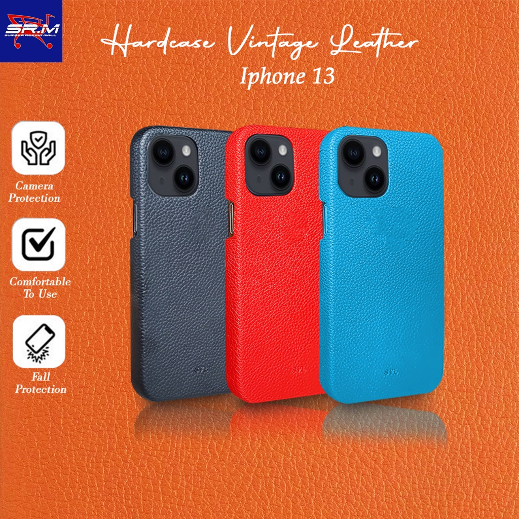 [ CUCI GUDANG ] IPHONE 13 Hardcase SVL Vintage Leather case Microfiber