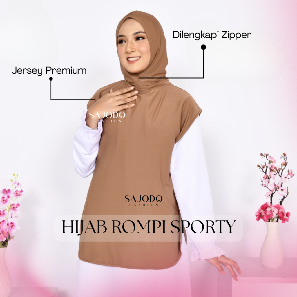 Hijab Rompi Instan Outer Vest Olahraga Wanita Rompi Hijab Olahraga Jersey