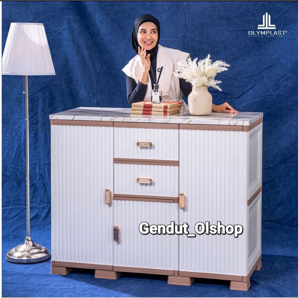 (Khusus Wilayah Kota Palembang) Meja TV OLYMPLAST Credenza Luxury, OTC Credenza Luxury, Lemari Kabin