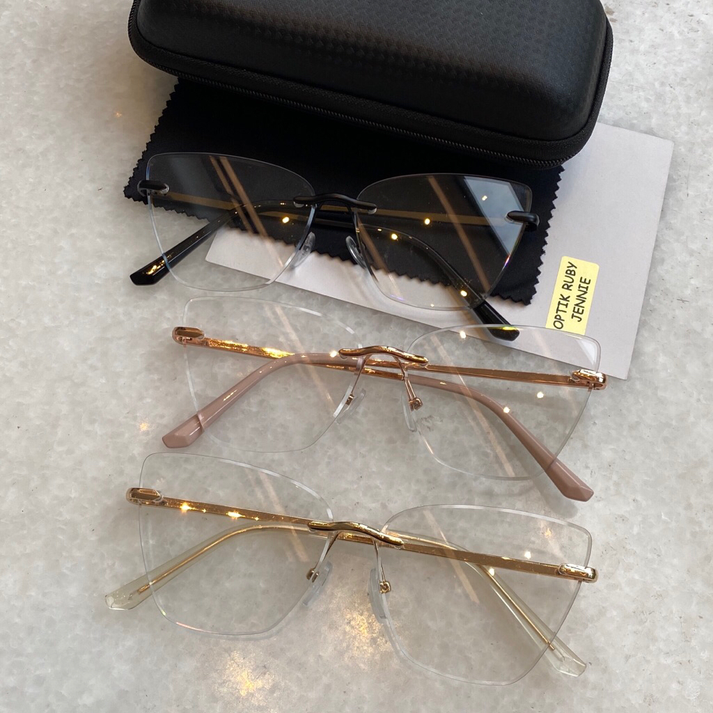 OptikRuby kacamata tanpa gagang termurah bening wanita fashion pria antiuv best seller