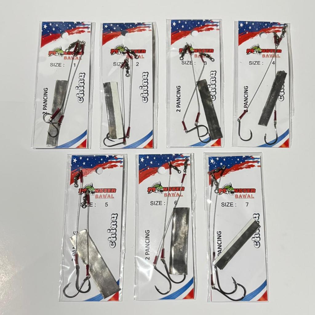 kail pancing bawal monsters type chinu rangkaian neklin isi 2 pancing ( lentur / tidak kaku ) pancin