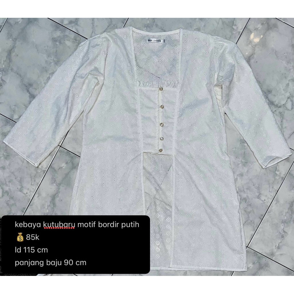 preloved kebaya kutubaru motif bordir putih