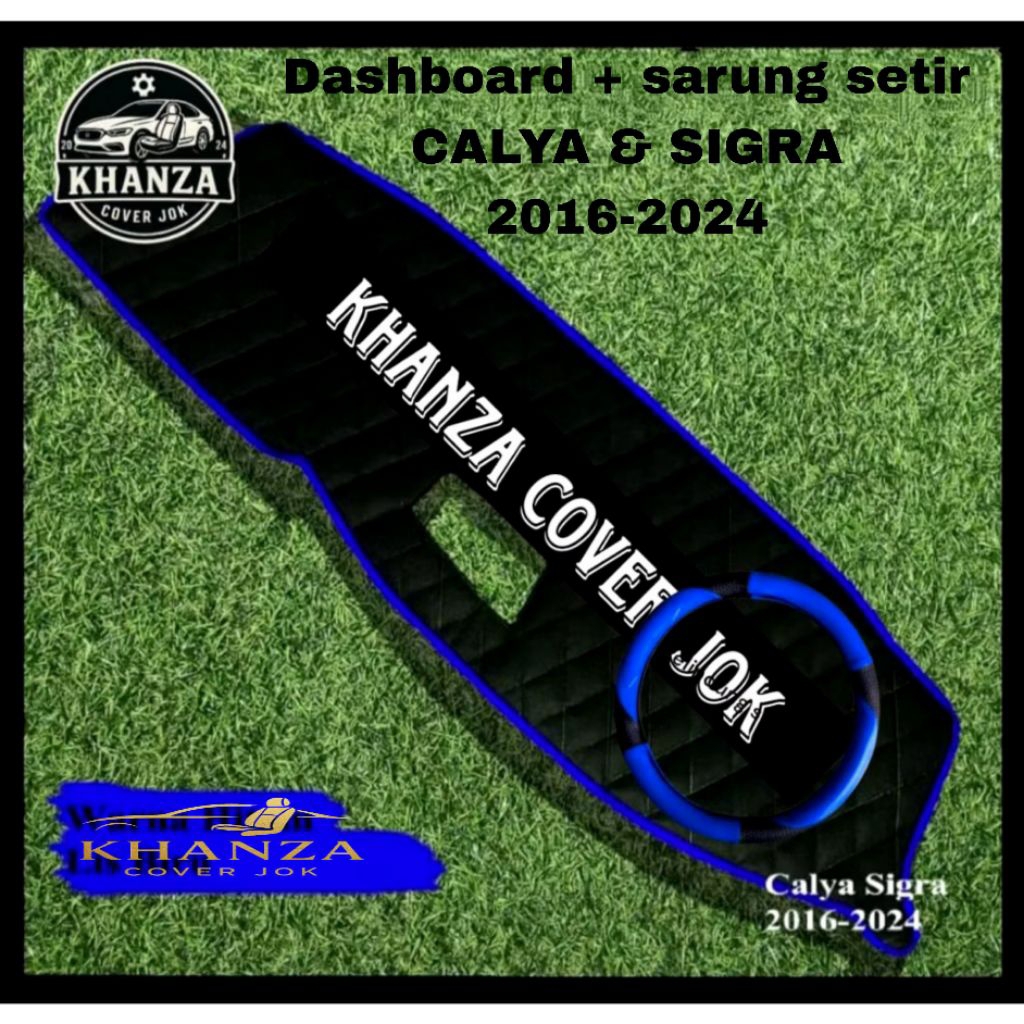 paket 2in cover dashboard+cover stir mobil sigra/calya Tahun 2016-2023 Motif Wajik Bahan Kulit sinte