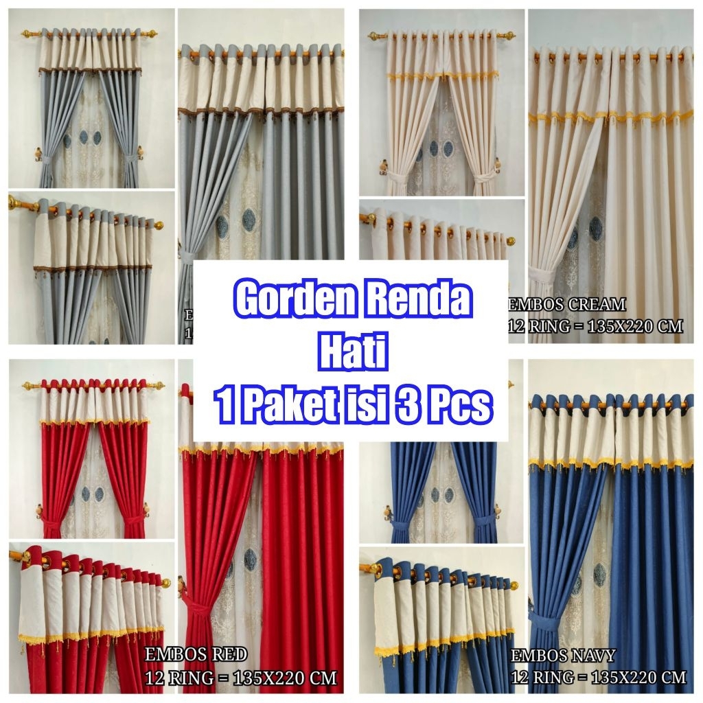 GORDEN RENDA HATI /Gorden Pintu / Gorden Jendela / Gorden Renda /Gorden Renda Hati / Paket Murah Gor