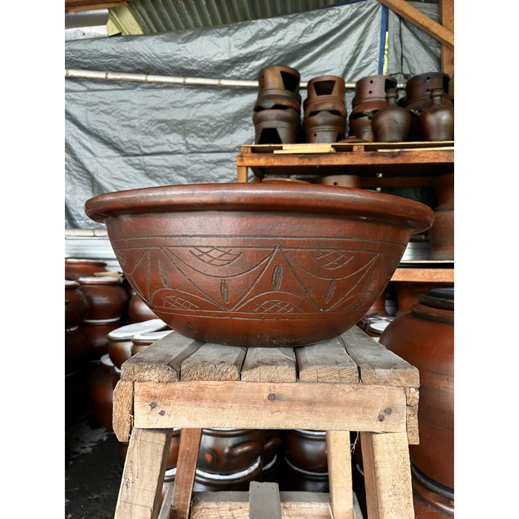 Pot Teratai D48cm T18cm Pot Gerabah Tanah Liat