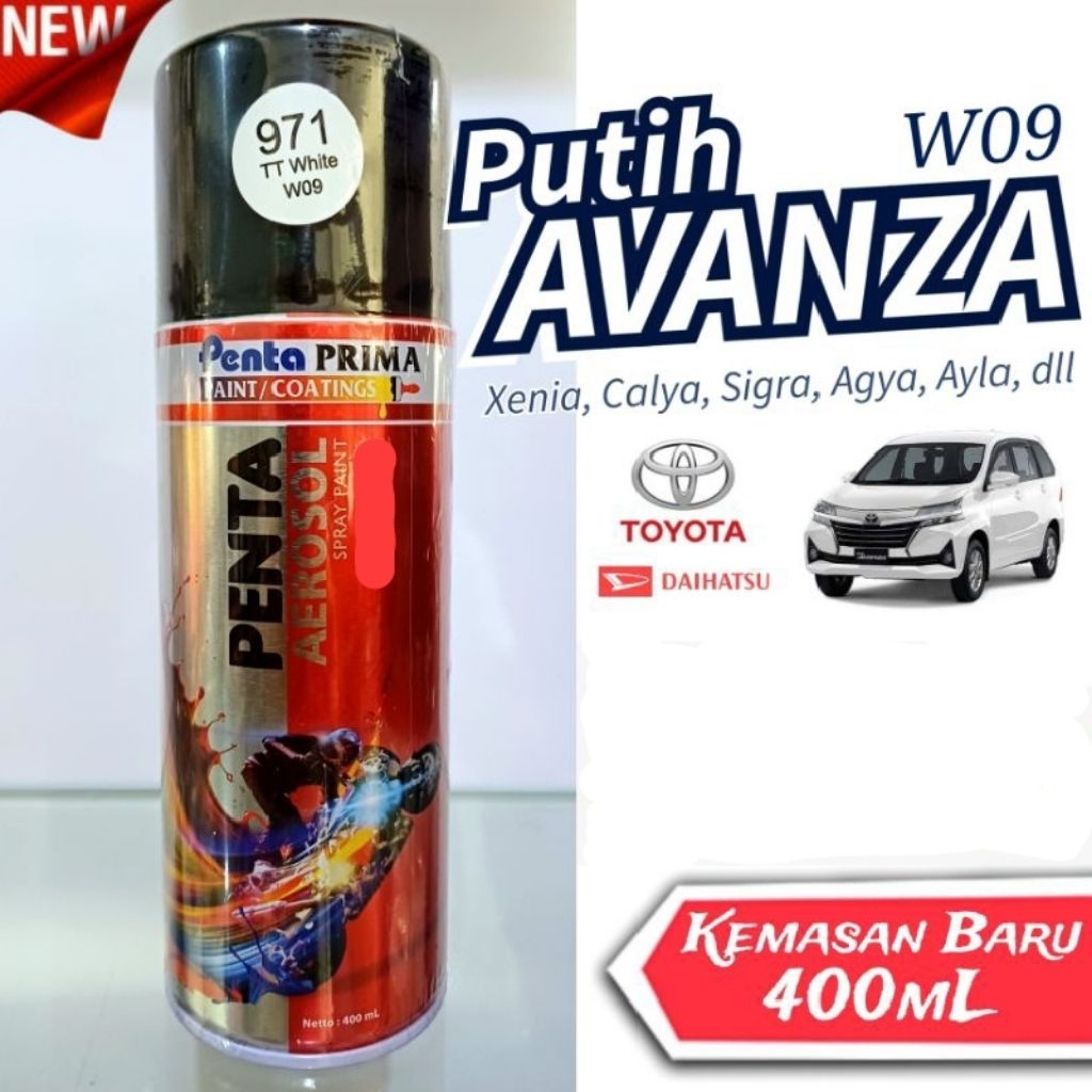 Cat Pilok Putih Avanza W09 Penta White W09 Cat Duco Mobil Xenia Agya Calya Sigra Rush Terios 400ml