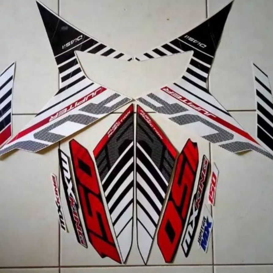 Striping stiker list yamaha Jupiter mx king tahun 2015 putih hitam mx king 2015 putih