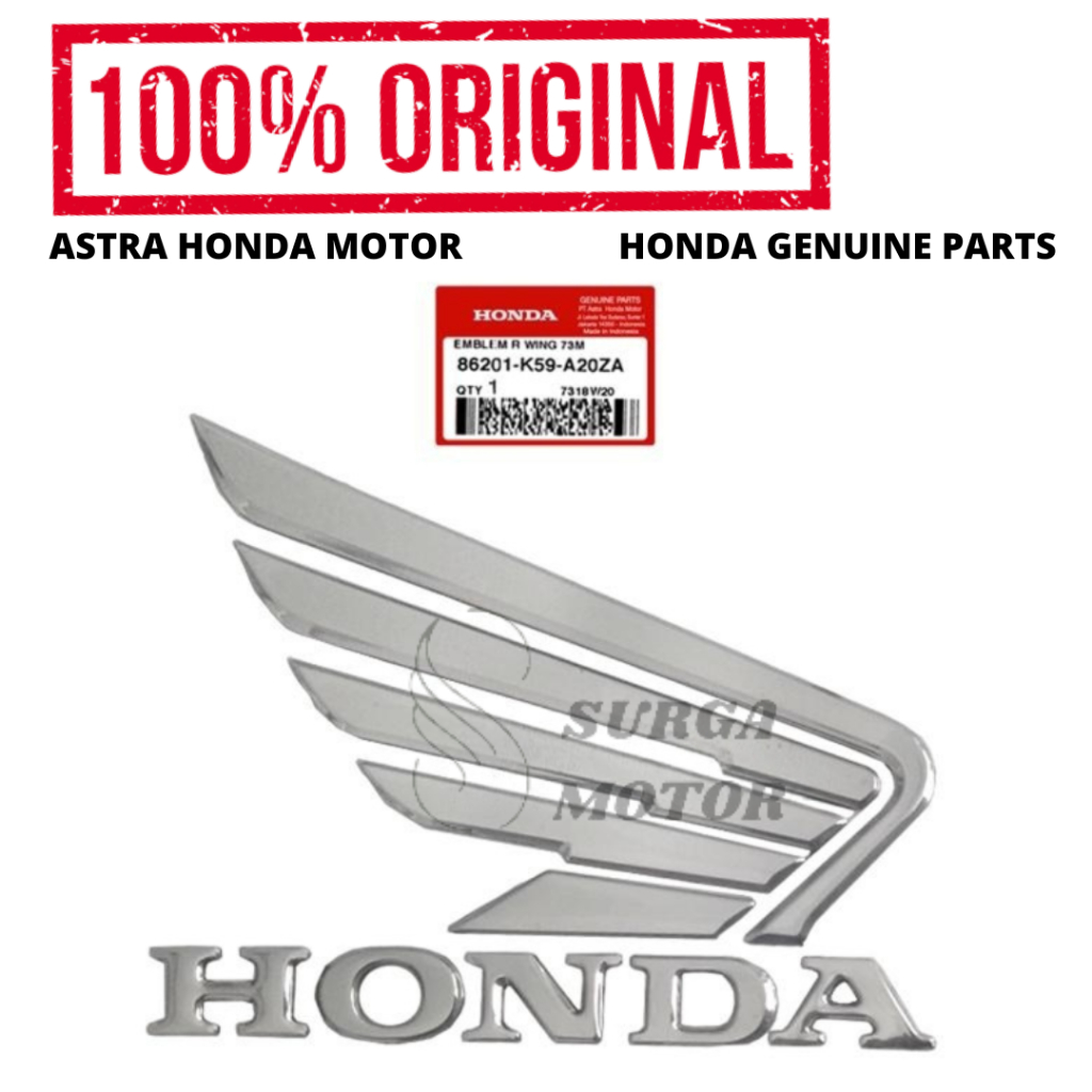 Emblem Wing Sayap Honda 3D Kanan Vario 150 esp K59 Stiker Timbul Original AHM 86201-K59-A20ZA Setike
