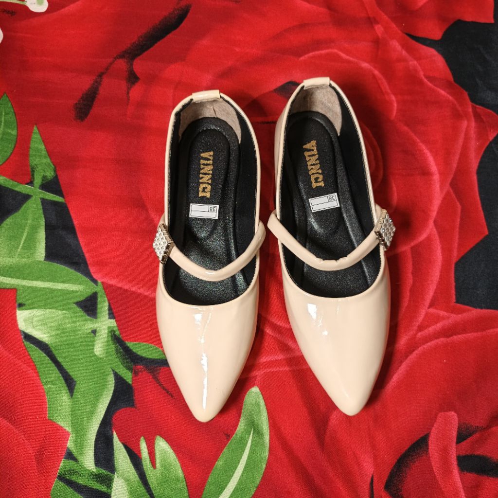 Sandal heels sandal wanita sandal tali pansus sandal flatshoes