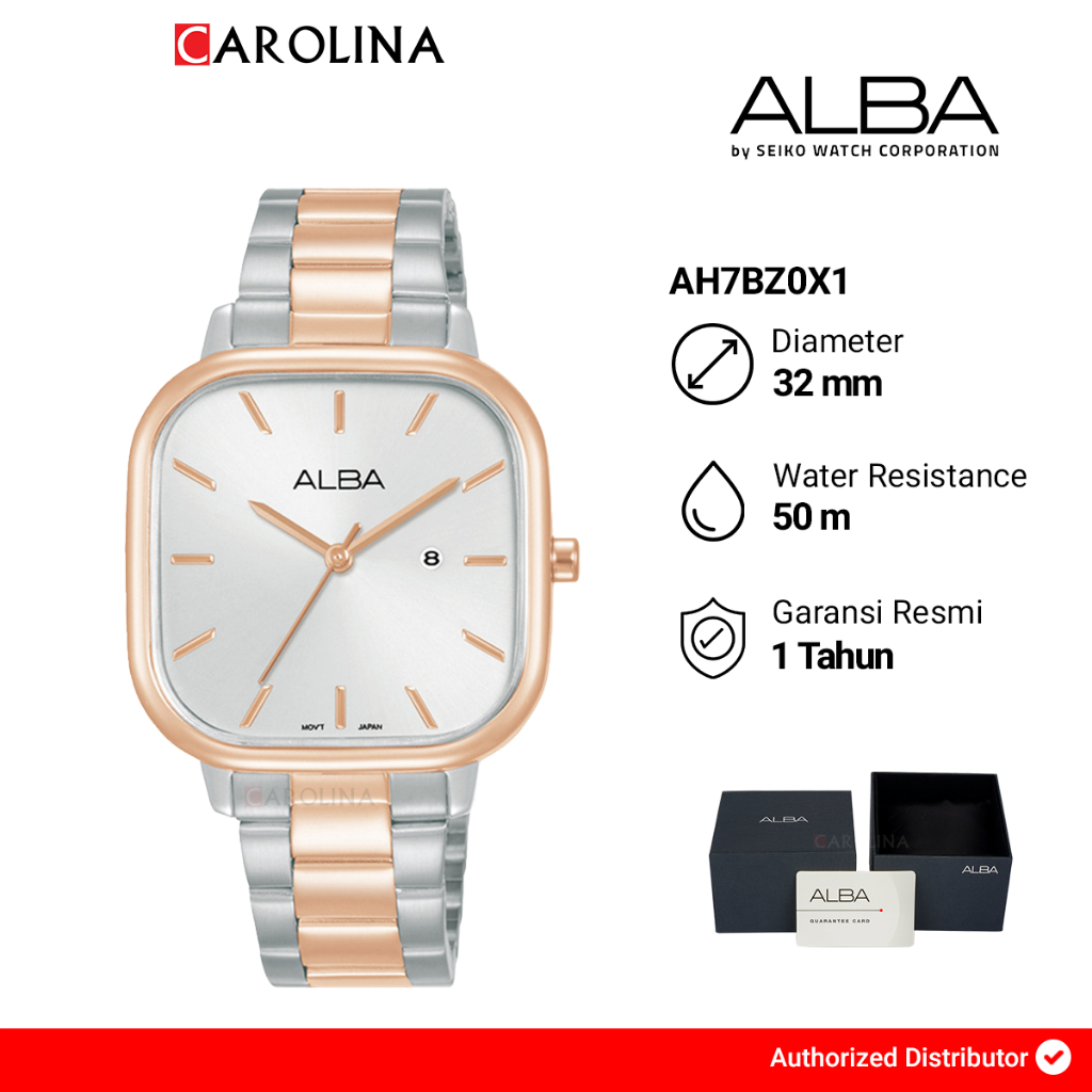 Jam Tangan Wanita ALBA Fashion AH7BZ0X1 Silver White Dial Dual Tone Stainless Steel Strap