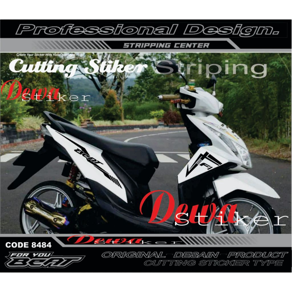 stiker sepeda motor Beat fi 2013 2014 2015 2016 cutting sticker stiker variasi code 8484