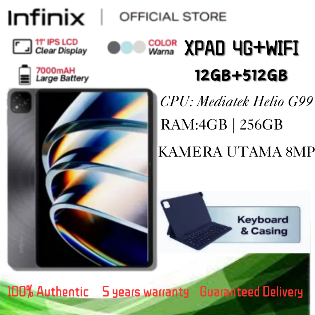 Infinix XPad Tablet 12GB RAM 512GB ROM – Garansi Resmi, Performa Cepat, Layar Besar