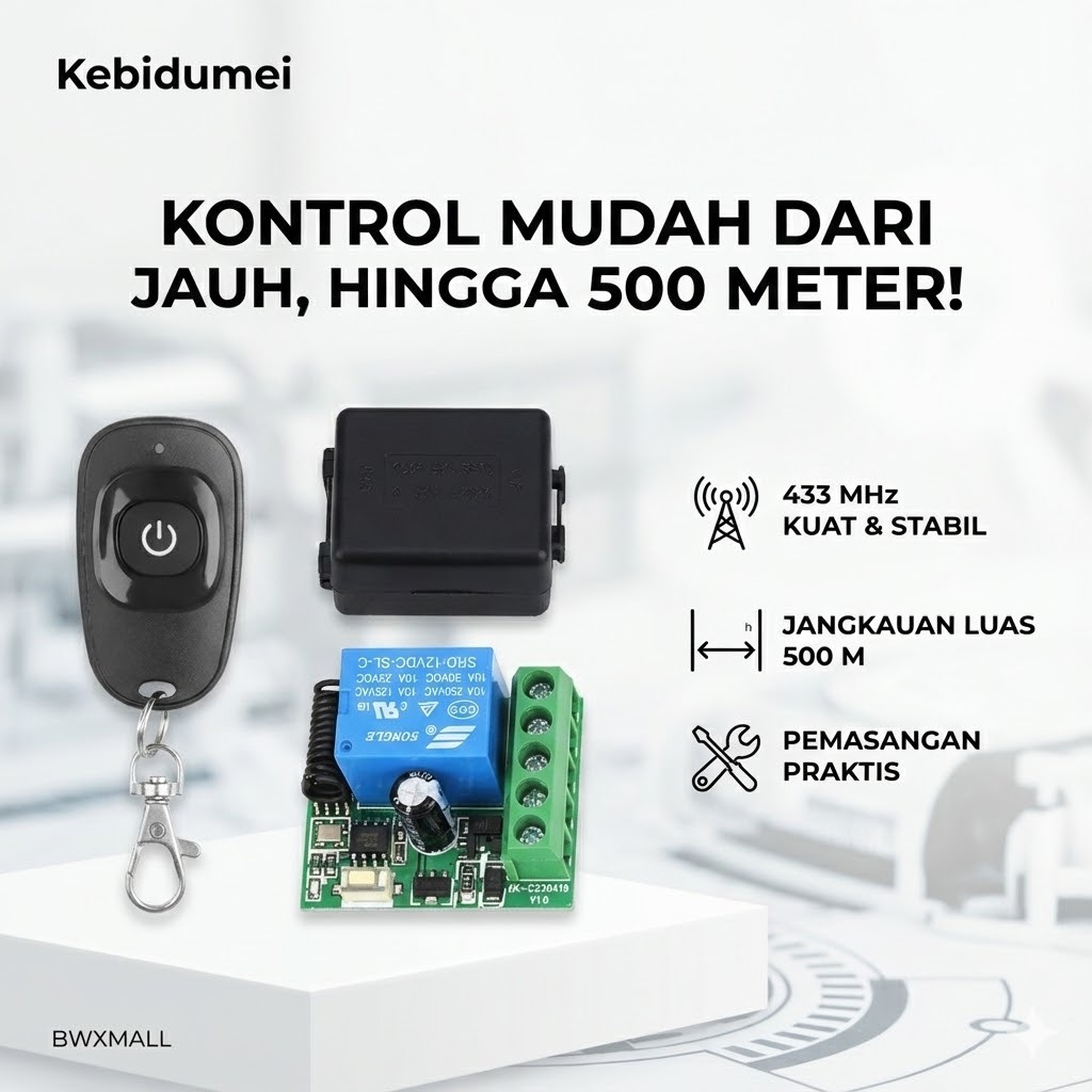 Modul Remote Control Switch DC 12V 433MHz Wireless Relay Receiver Transmitter Kit Pengendali Jarak J