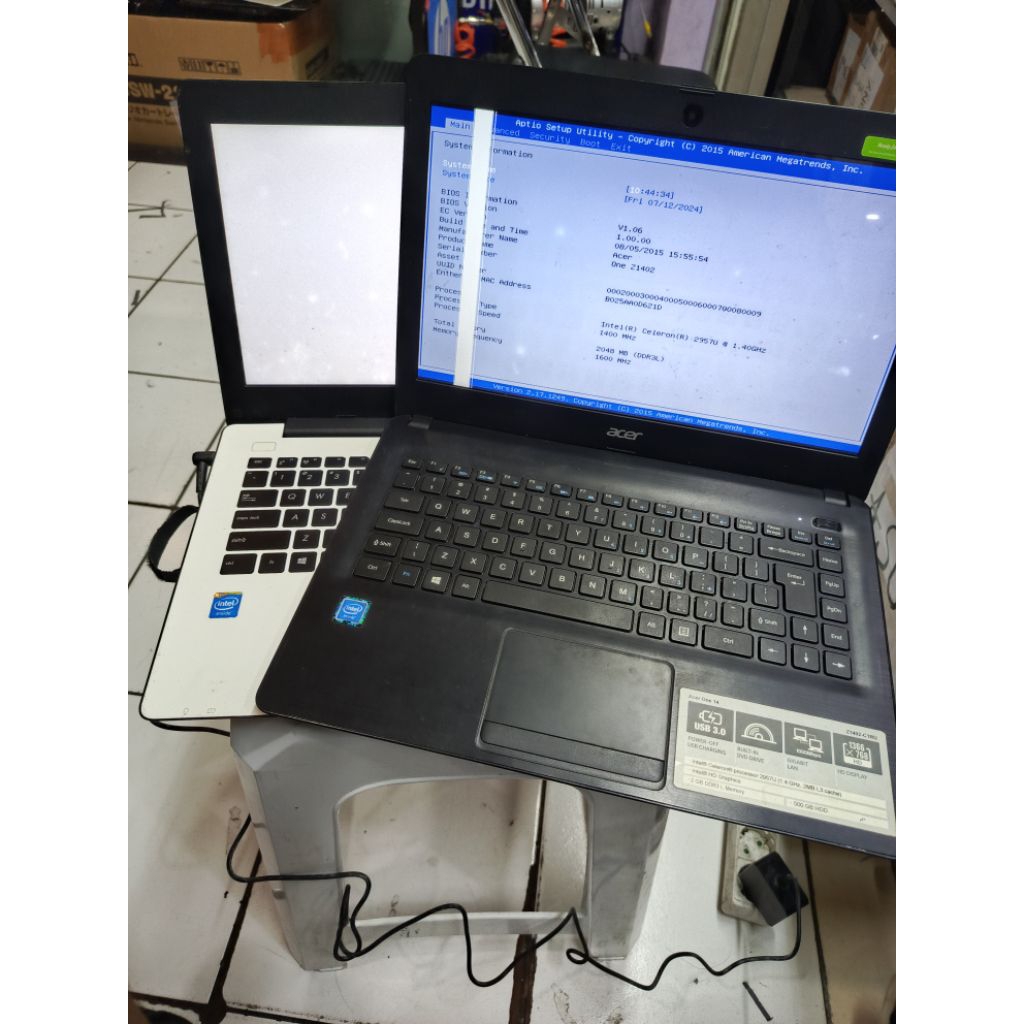 mobo plus casing acer z1402 dan asus x453m