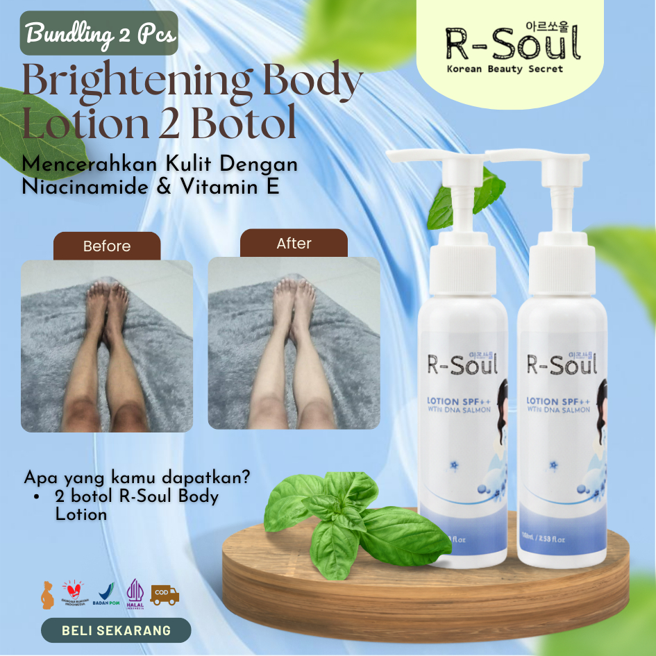 [ R SOUL Brightening Body Lotion 2 pcs ] - Mencerahkan Kulit dengan Niacinamide & Vit. E