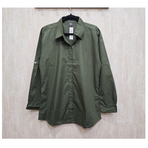 Kemeja Polos Wanita bahan katun tebal premium poplin warna hijau ARMY ukuran xl XXL xxxl
