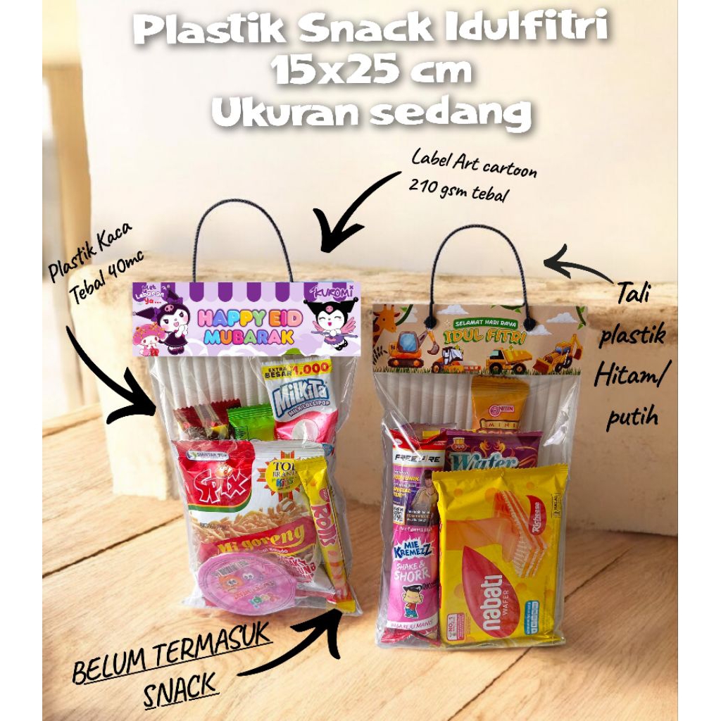 (10pcs) Plastik Snack Lebaran/ Plastik Snack idulfitri /Tas plastik Lebaran/ Tas Jinjing Snack Lebar
