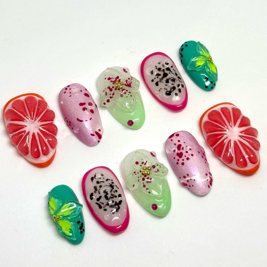 BB1 Buah-buahan press on nails bebas custom bentuk ukuran warna best seller nailsbymega kuku palsu w