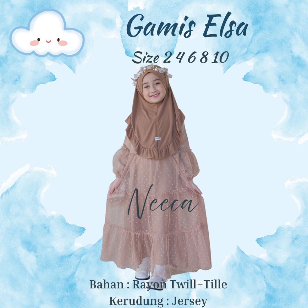 Gamis Elsa Set Kerudung Warna Coklat Gamis Anak Bahan Rayon Twill Tile Gamis Anak Rayon Murah Neeca 