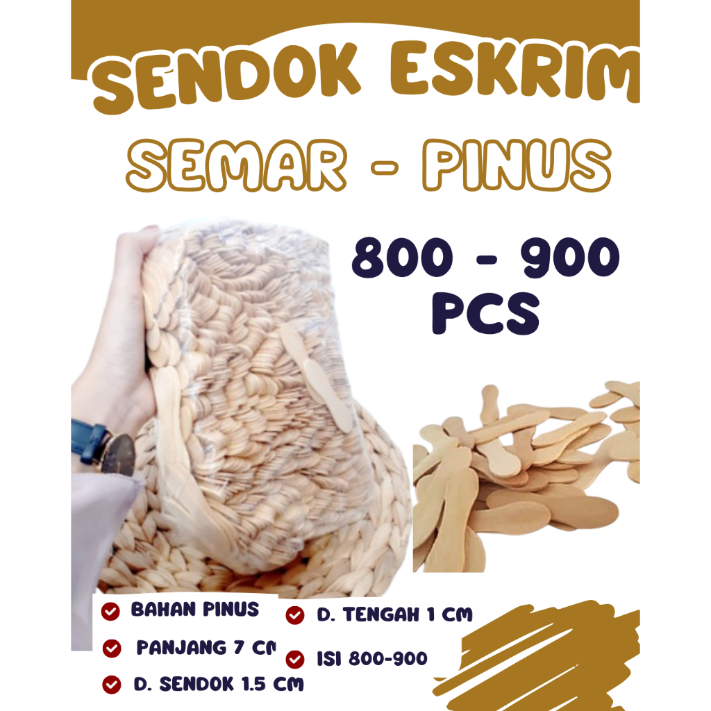 Stick Es Krim Berat Semar, Stik Ice Cream Kayu Sendok Ice Semar 800 pcs Bahan Pinus