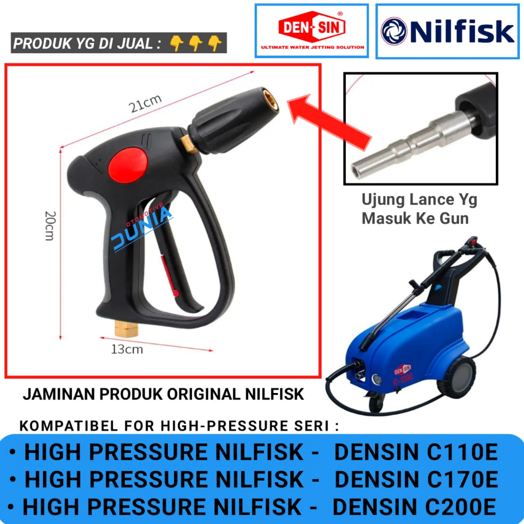TRIGGER GUN COMPLETE FOR DENSIN C110E I HIGH PRESSURE NILFISK DENSIN C110E