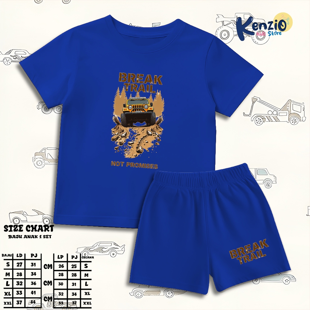 Baju Setelan Kaos Distro Anak Laki Laki Karakter Break Trail Keren Kekinian