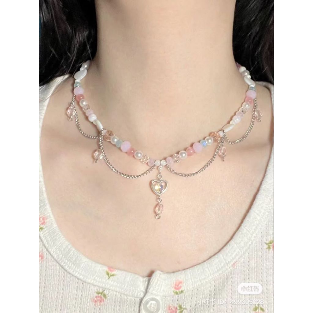 kaling manik lucu aesthetic/kalung manik korea cantik