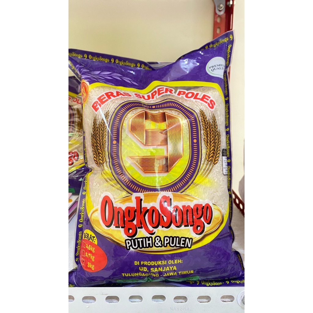 BERAS PREMIUM 3KG MERK ONGKO SONGO