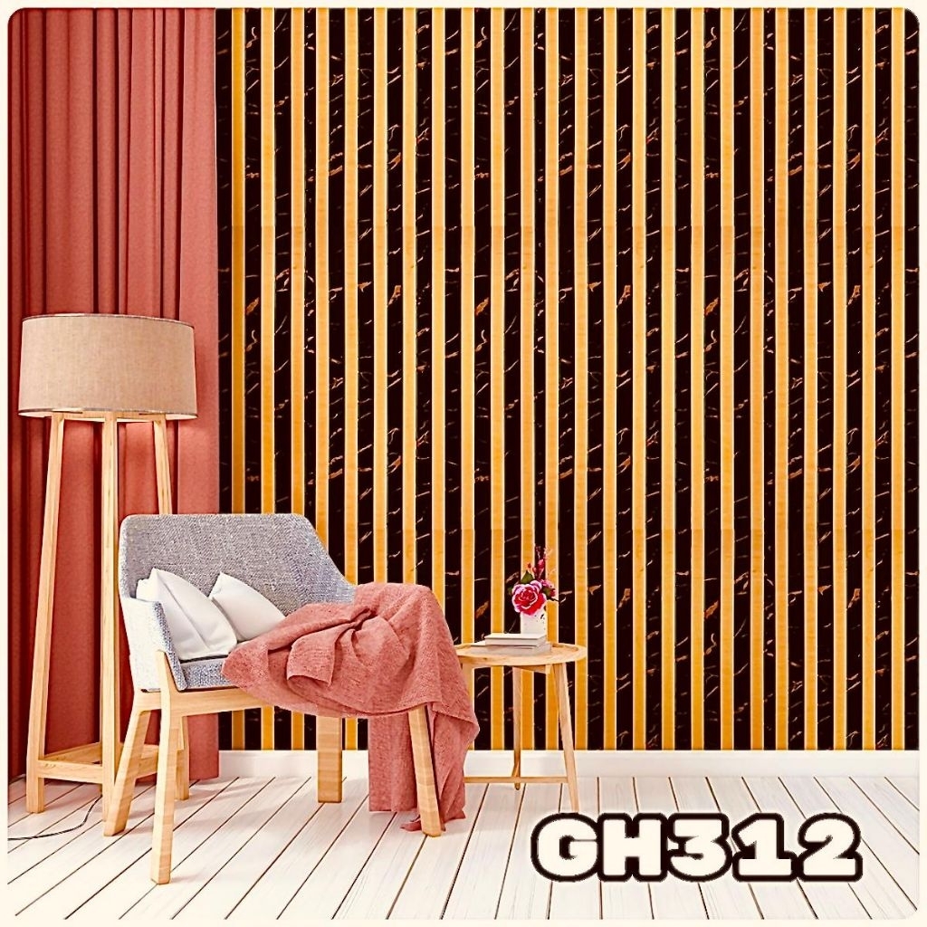 Wallpaper sticker dinding murah ± 8m x 45cm tidak sampai 10m list marmer hitam orange gh312