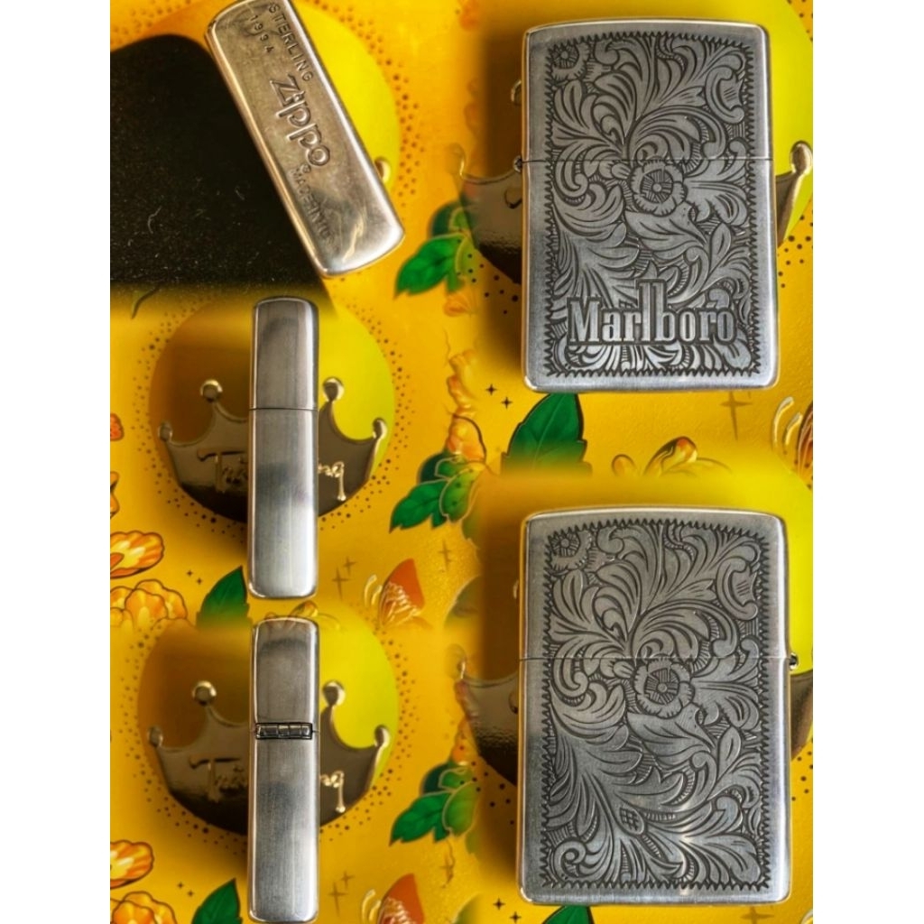 Zippo Sterling Marlboro Scroll (Venetian Style) (1995)