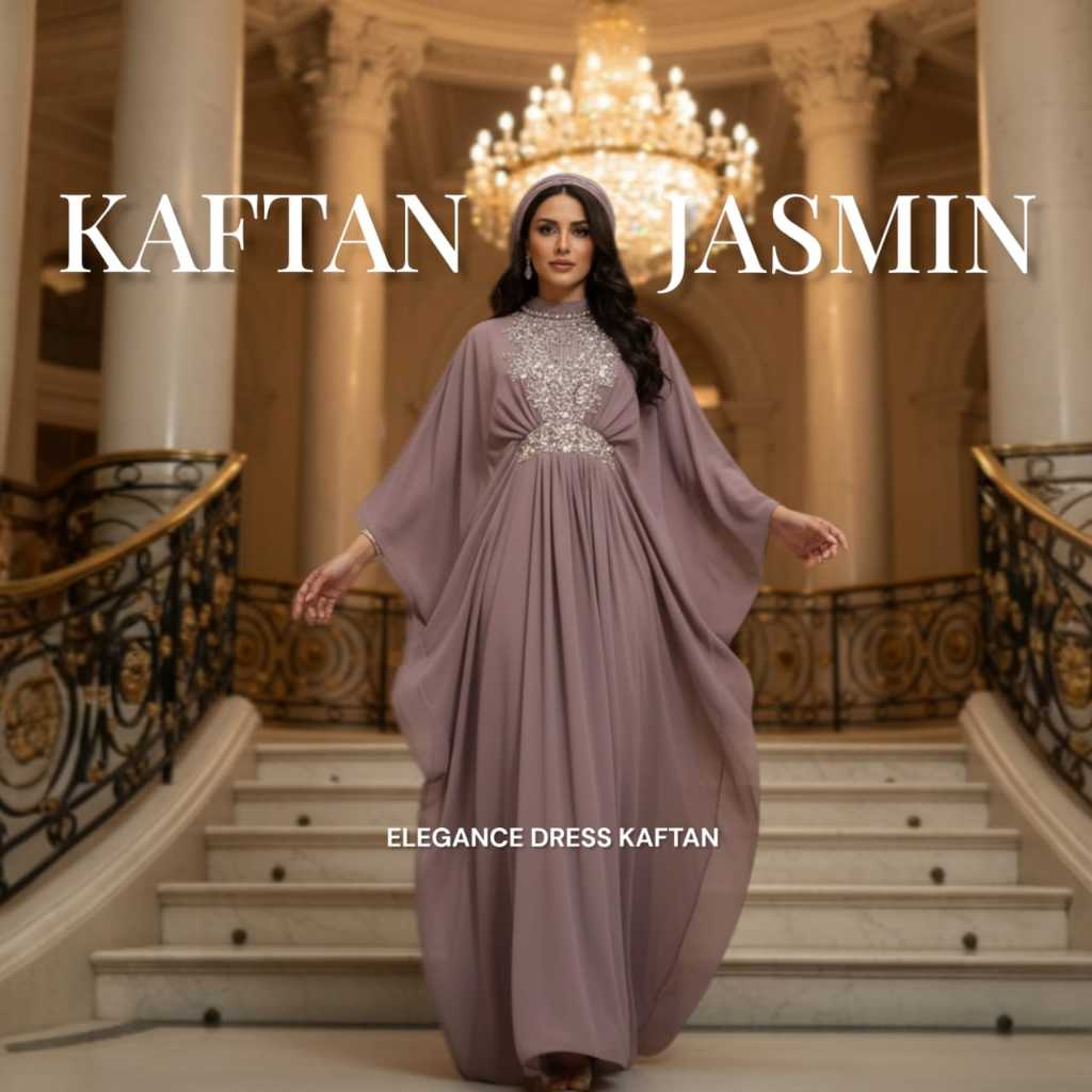 Kaftan Modern JASMINE Bordir Payet Mewah By Ayjona Store