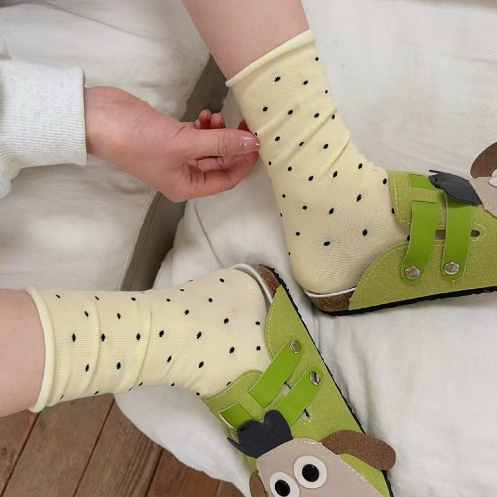 THE BEST Kaos kaki polkadot mid tube / Kaos wanita panjang /kaos kaki pria /kaos kaki anak motif pol