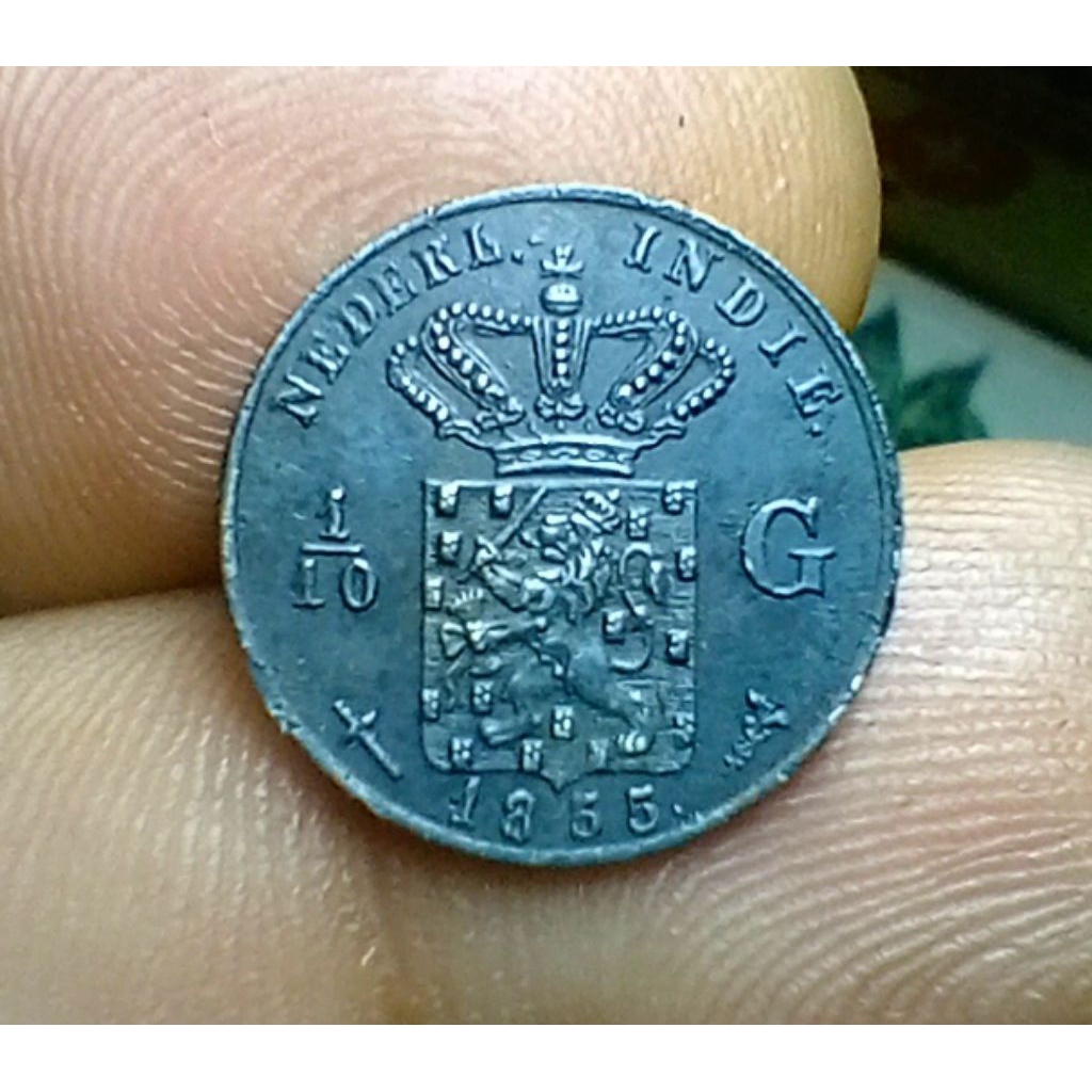 Koin Silver 1/10 G Nederland East Indie 1855