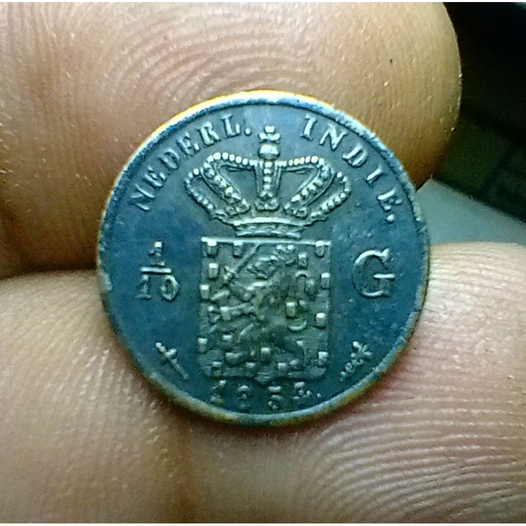 Koin Silver 1/10 G Nederland East Indie 1854
